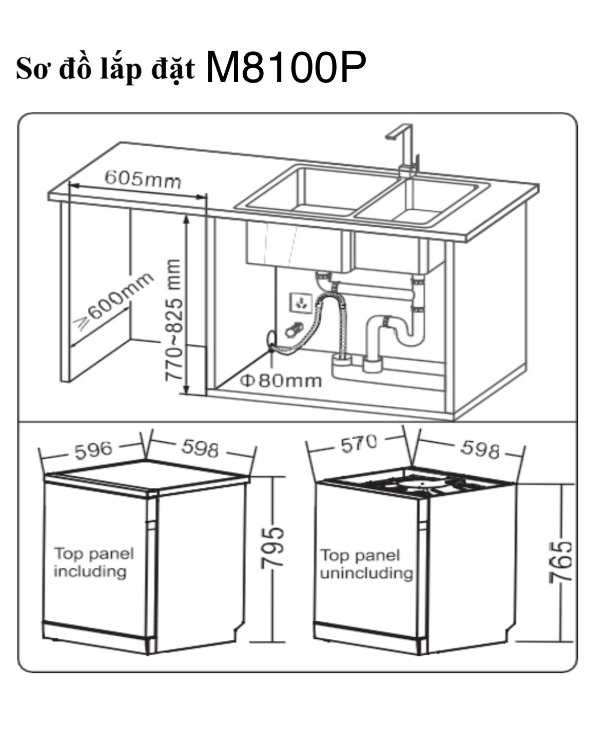 Máy rửa bát M8100P (Sấy bằng không khí nóng)