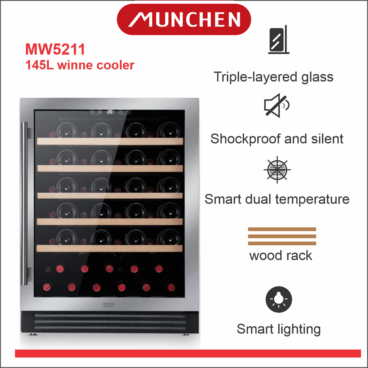 Tủ Bảo Quản Rượu Vang Munchen MW5211 (Thể tích 145l)